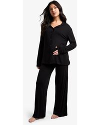 Boohoo - Maternity Long Sleeve Shirt & Trouser Pj Set - Lyst