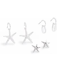 Boohoo - Silver 3 Pack Sea Detail Earrings - Lyst
