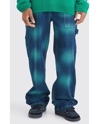 Boohoo - Baggy Rigid Tie Dye Jeans In Green - Lyst