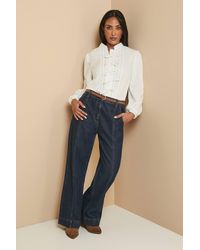 Wallis - Petite Pintuck Tie Front Blouse - Lyst