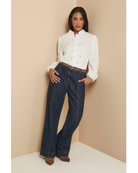 Wallis - Petite Pintuck Tie Front Blouse - Lyst