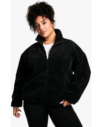 Boohoo - Chaqueta Plus Oversize De Borreguito Sintético Con Cremallera - Lyst