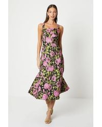 Coast - Wide Strap Jacquard Midi Dress - Lyst