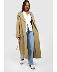 Boohoo - Tall Woven Oversized Belted Trench Coat - Lyst