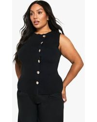 Boohoo - Plus Asymmetric Button Waistcoat - Lyst