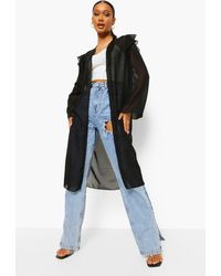 Boohoo Chiffon Wide Sleeve Midaxi Kimono - Black