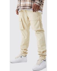 BoohooMAN - Plus Fixed Waist Skinny Stacked Zip Cargo Trouser - Lyst