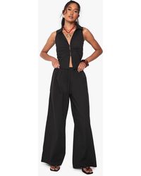 Boohoo - Drawstring Waist Poplin Wide Leg Trousers - Lyst