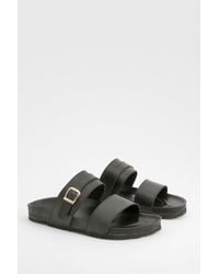 Boohoo - Wide Fit Double Strap Footbed Sliders - Lyst