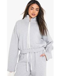 Boohoo - Zip Through Contrast Drawcord Jacket - Lyst