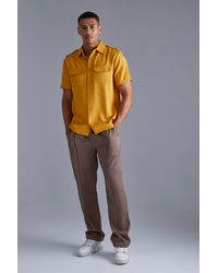BoohooMAN - Short Sleeve Utility Twill Shirt & Pintuck Trouser Set - Lyst