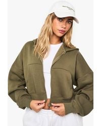 Boohoo - Boxy Balloon Sleeve Oversized Zip Through Hoodie - Lyst
