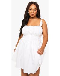 Boohoo - Plus Cotton Poplin Button Down Skater Dress - Lyst