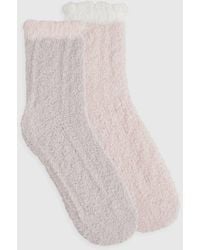 Boohoo - Cable Knit Fluffy Socks 2 Pack - Lyst