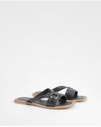 Boohoo - Wide Fit Leather Ring Mules - Lyst