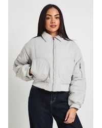 Boohoo - Ruched Sleeve Bomber Jacket - Lyst