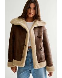 Nasty Gal - Duffle Front Bonded Fur Aviator - Lyst