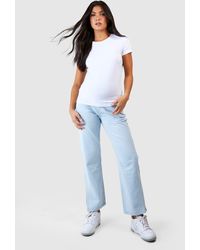 Boohoo - Maternity Over Bump Split Straight Leg Jeans - Lyst