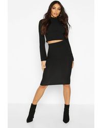 Boohoo Jupe Midi À Grosses Côtes - Noir