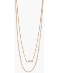 Boohoo Love Chain Diamante Necklace - Metallic