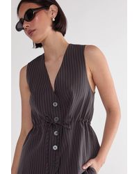 Nasty Gal - Pinstripe Ruched Tie Front Waistcoat - Lyst