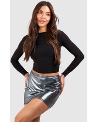 Boohoo - Metallic Low Rise Micro Mini Skirt - Lyst