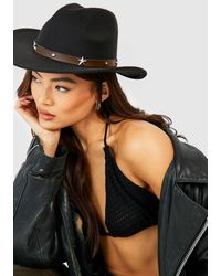 Boohoo - Black Star Studded Trim Western Cowboy Hat - Lyst