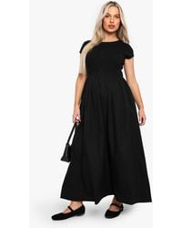 Boohoo - Maternity Rib Cotton Short Sleeve Midaxi Dress - Lyst