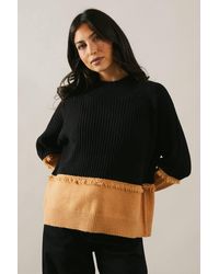 Wallis - Colour Block Fringe Detail High Neck Sweater - Lyst