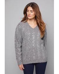 Wallis - Sequin Cable Knit Sweater - Lyst