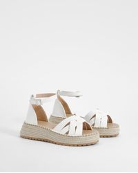 Boohoo - Wide Fit Low Woven Flatform Sandals - Lyst