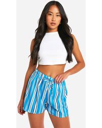 Boohoo - Linen Look Textured Stripe Flippy Short - Lyst