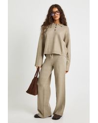 Boohoo - Collared Button Down Oversized Knitted Sweater And Straight Leg Trouser Co-Ord - Lyst