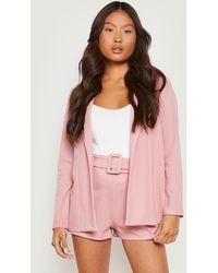 Self Fabric Belt Short Suit Set 
