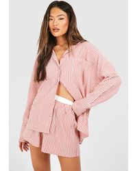 Boohoo - Textured Stripe Relaxed Fit Shirt - Lyst