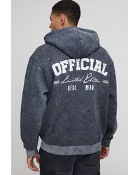 Boohoo - Oversized Official Washed Zip Through Hoodie - Lyst