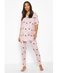 Boohoo Womens Maternity Pug Short Sleeve Pj Set - Pink - 4