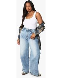 Boohoo - Basics Plus Basics High Waisted Wide Leg Jeans - Lyst