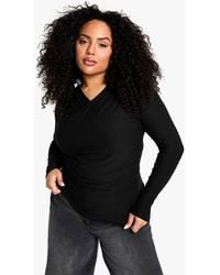 Boohoo - Plus Premium Long Sleeve Wrap Top - Lyst
