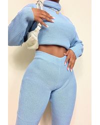Boohoo Turtle Neck Knitted Tracksuit - Blue