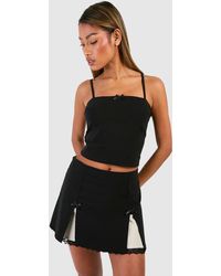 Boohoo - Contrast Bow Square Neck Cami & Mini Skirt - Lyst