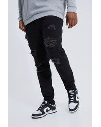 BoohooMAN - Plus Skinny Stretch All Over Rip Jeans - Lyst