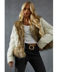 MissPap - Faux Fur Trim Puffer Coat - Lyst