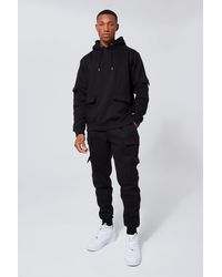 Boohoo - Official Man Cargo Hooded Panelled Tracksuit - Lyst