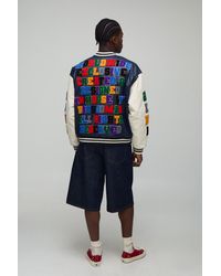 BoohooMAN - Oversized Boxy Fit Letter Badge Official Applique Pu Varsity Bomber Jacket - Lyst