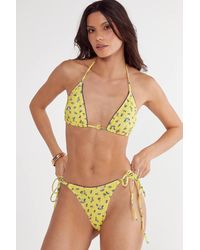 Nasty Gal - Ditsy Floral Picot Trim Triangle Bikini - Lyst