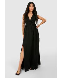 Boohoo - Maternity Belted Cheesecloth Maxi Dress - Lyst