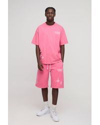Boohoo - Conjunto Oversize Limited Edition De Pantalón Corto Y Camiseta Con Estampado Gráfico De Estrellas En Relieve - Lyst