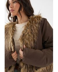 MissPap - Faux Fur Trim Puffer Coat - Lyst
