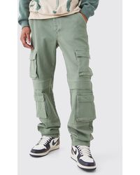 BoohooMAN - Tall Relaxed Fit Washed Multi Pocket Cargo Jeans - Lyst